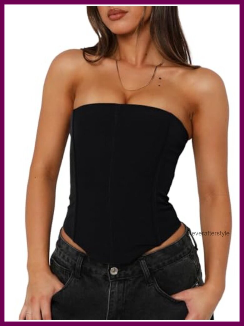 Women's Lace-Up Back Corset Tube Top Strapless Going Out Y2K Crop